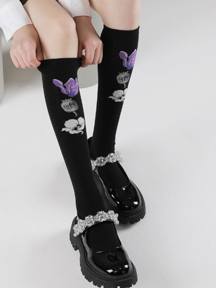 Women's lace-trim knee-high socks
