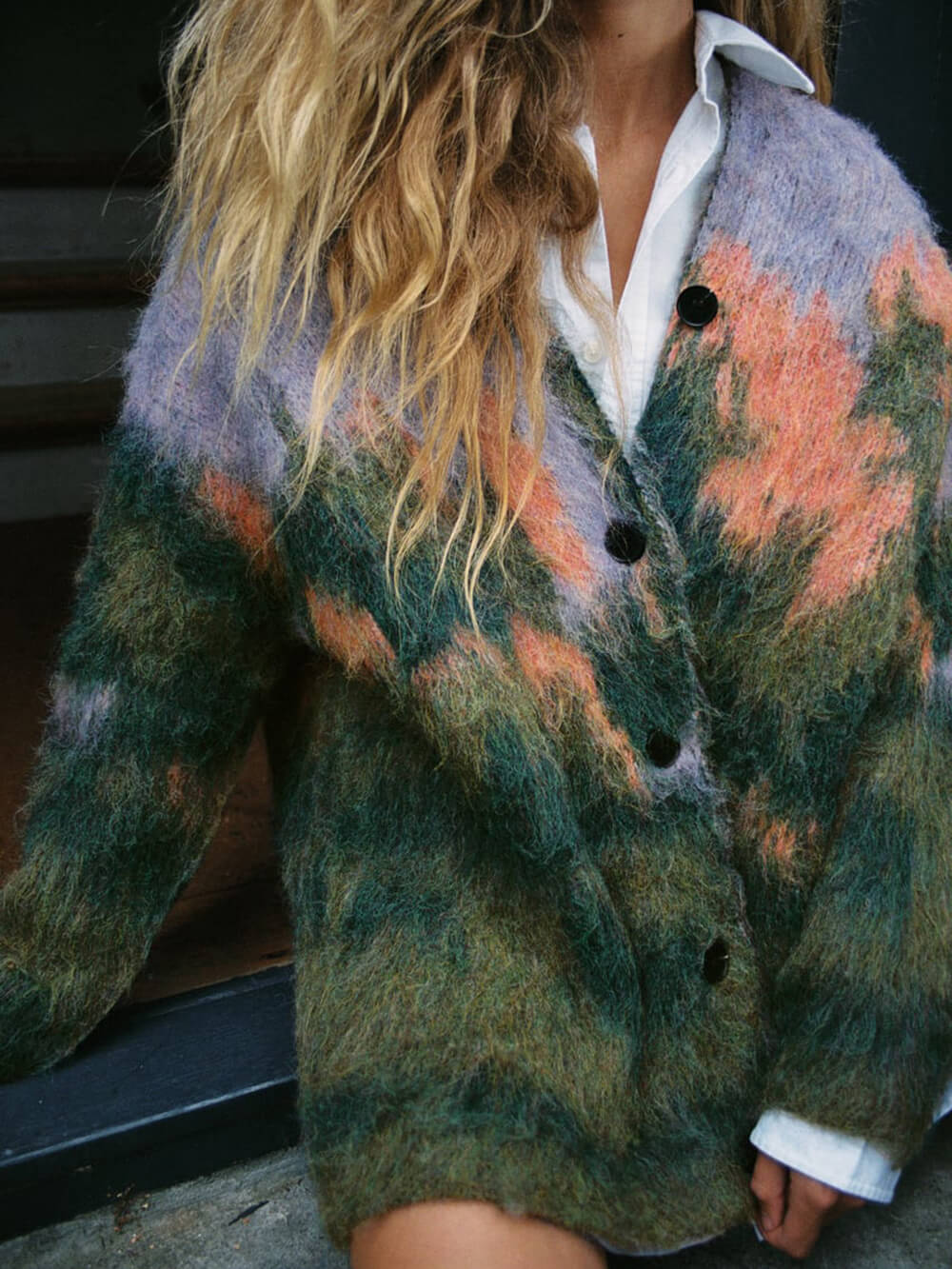 Women's Landscape Print Knit Coat