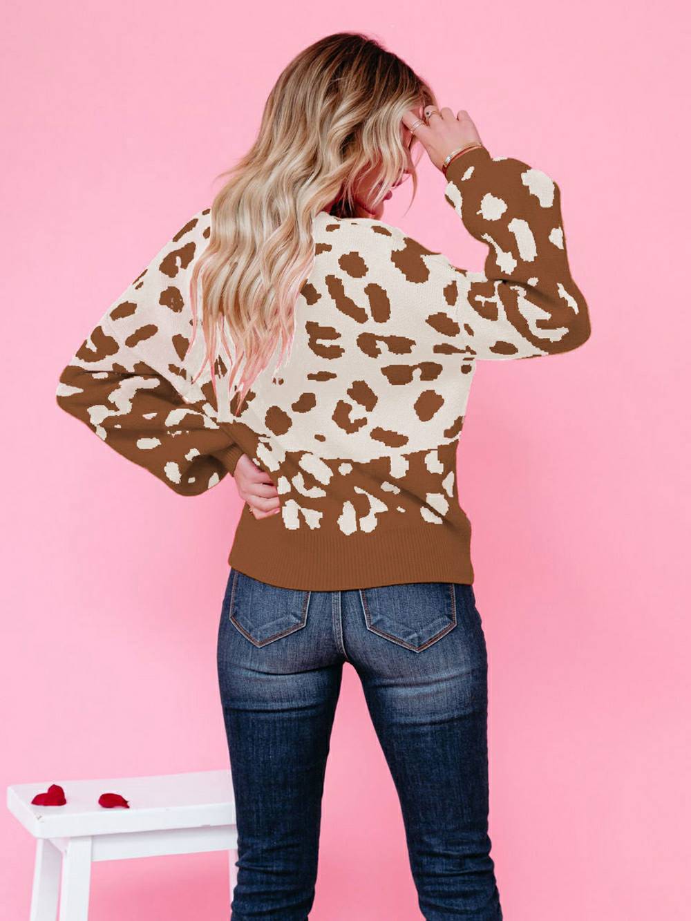 Women's leopard print knit sweater