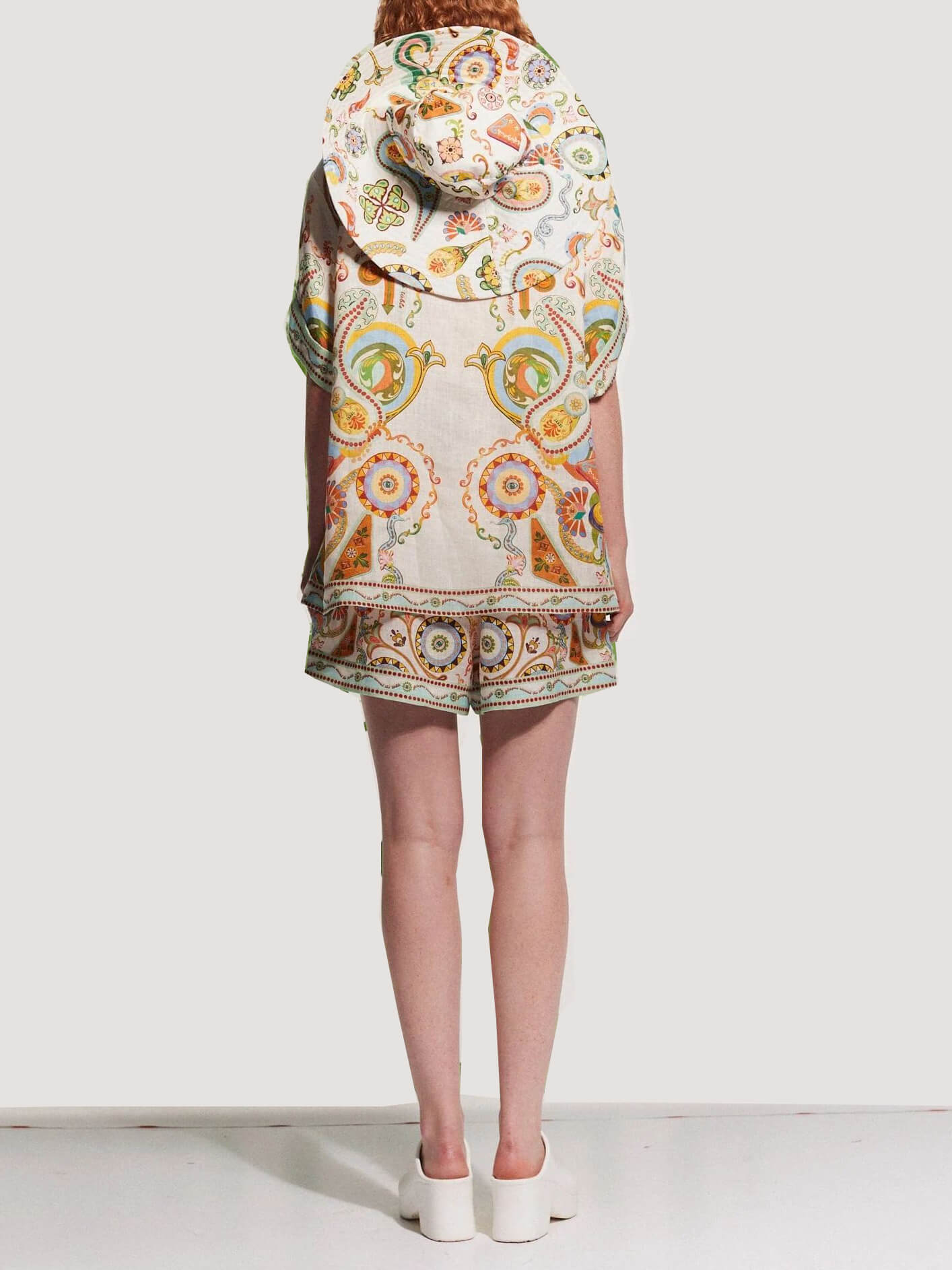 Women's multicolour cashew print shorts co-ord set — alternate angle