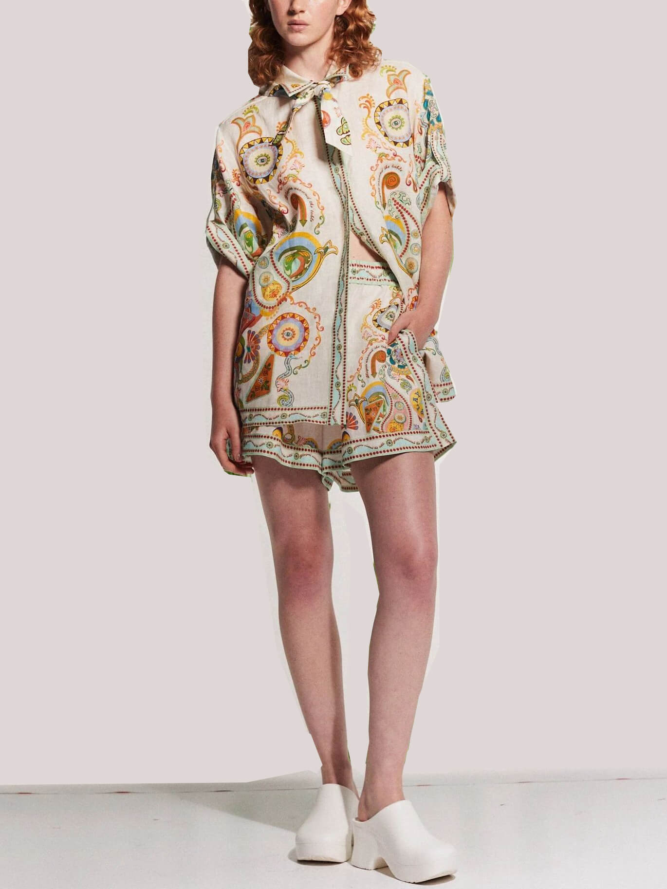 Women's multicolour cashew print shorts co-ord set