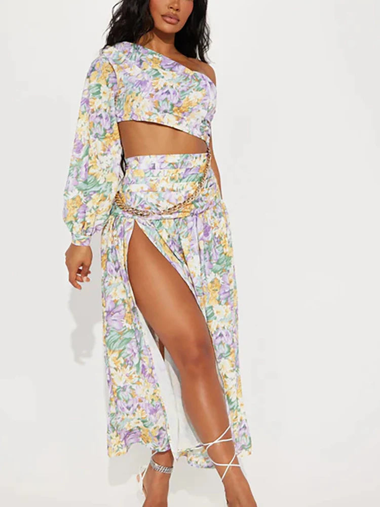 Women's one shoulder cutout swimsuit set