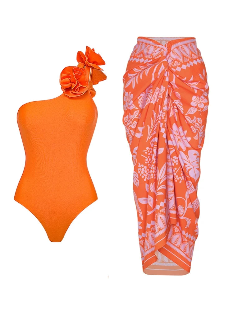 Women's one-shoulder cutout glossy swimsuit — detail