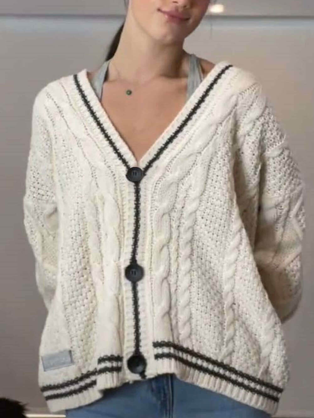 Women's Orange Star Embroidered Knit Cardigan — alternate angle