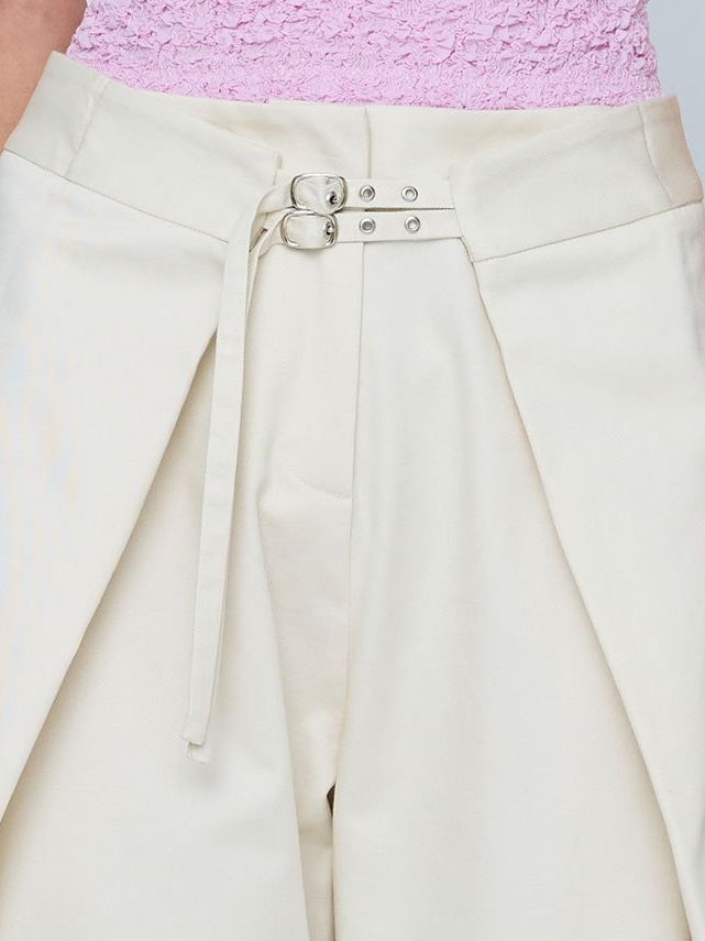 Women's Orange Wide Leg Buckle Trousers — styled look