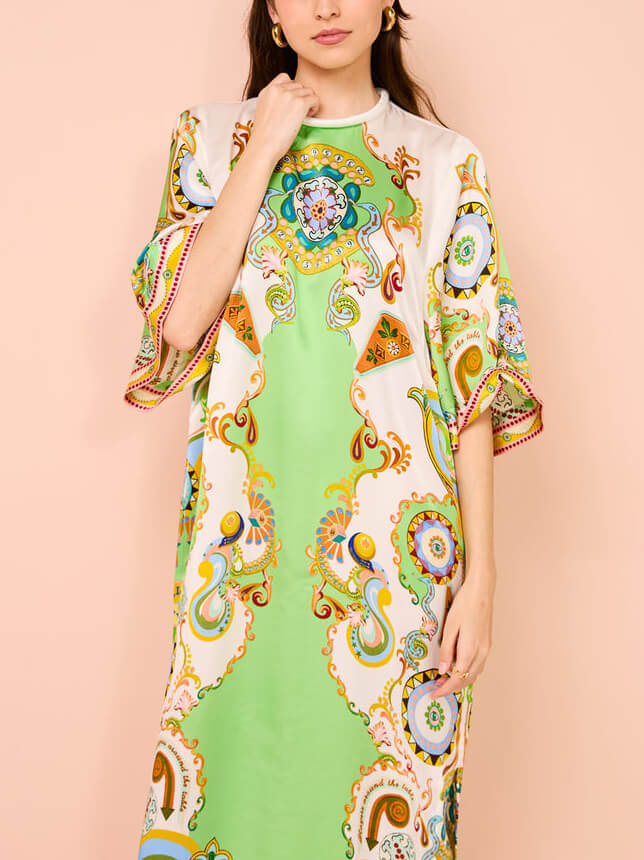 Women's paisley floral print loose midi dress