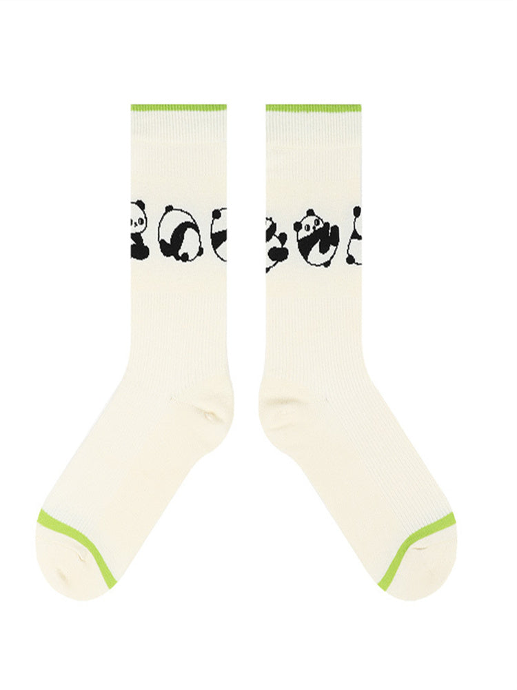 Women's playful panda print cotton socks