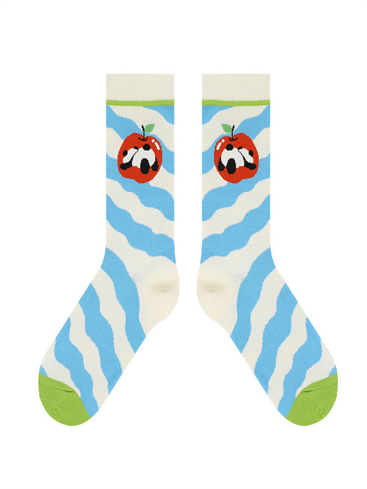 Women's playful panda print cotton socks