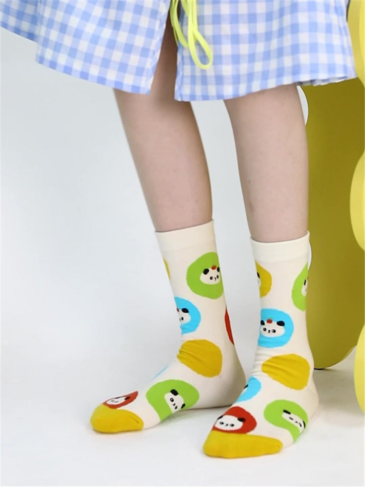 Women's playful panda print cotton socks