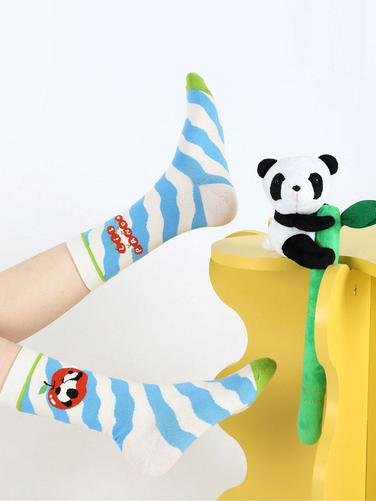 Women's playful panda print cotton socks