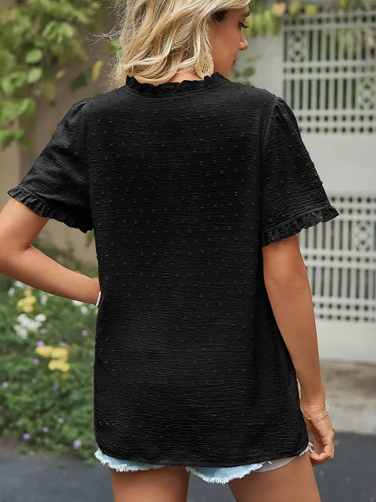 Women's princess-sleeve cutwork blouse — full length
