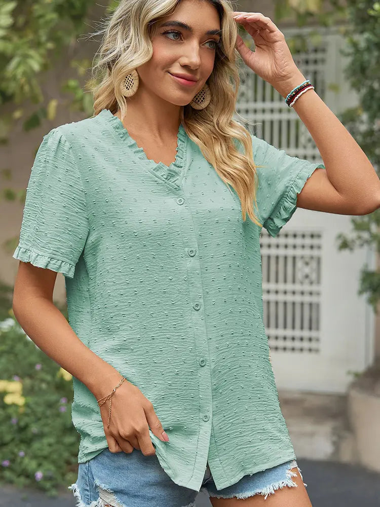 Women's princess-sleeve cutwork blouse — back view