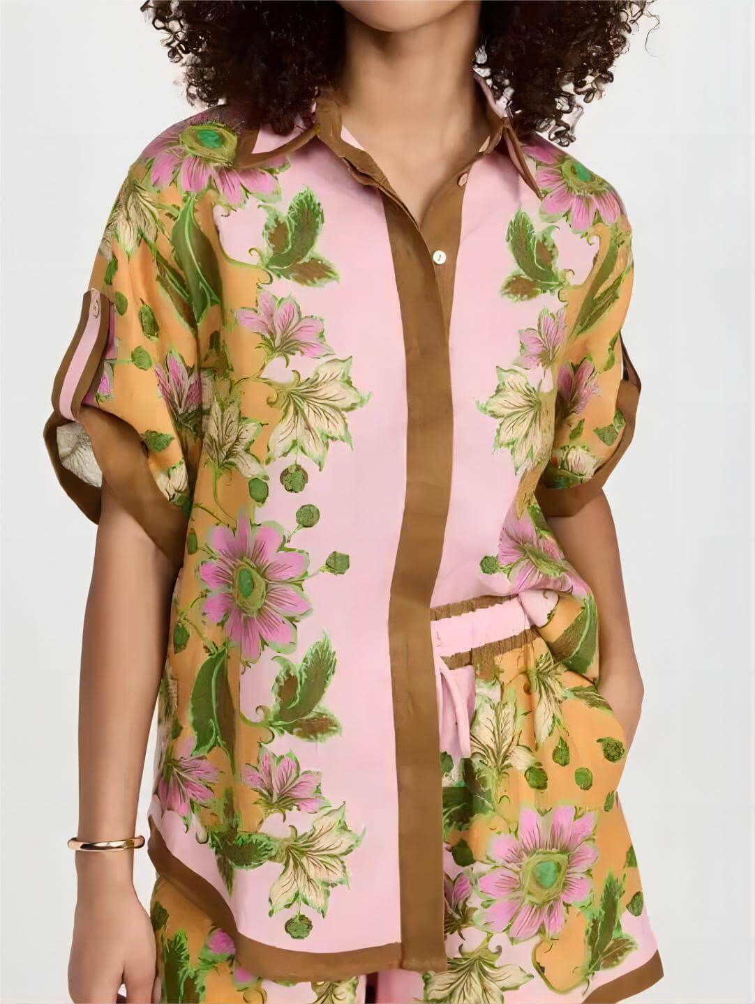 Women's printed shirt and shorts co-ord set - full length