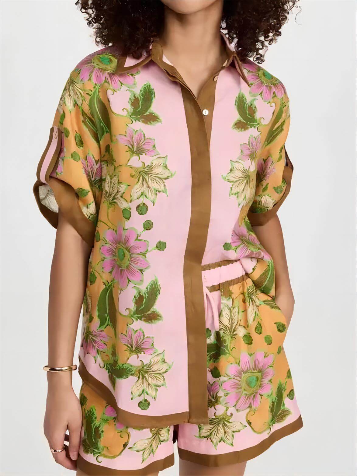 Women's printed shirt and shorts co-ord set - styled look