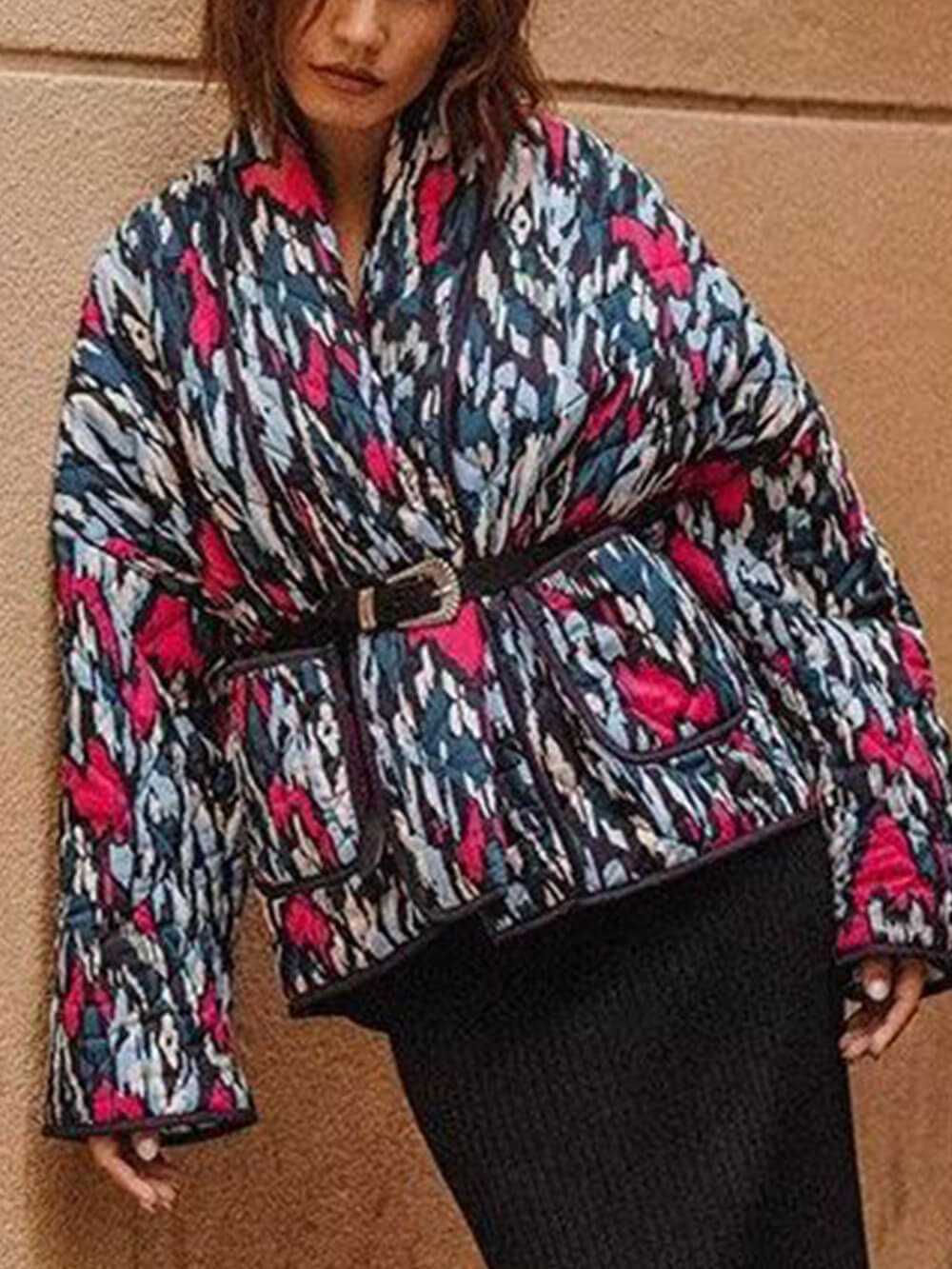 Women's red open-front cardigan coat