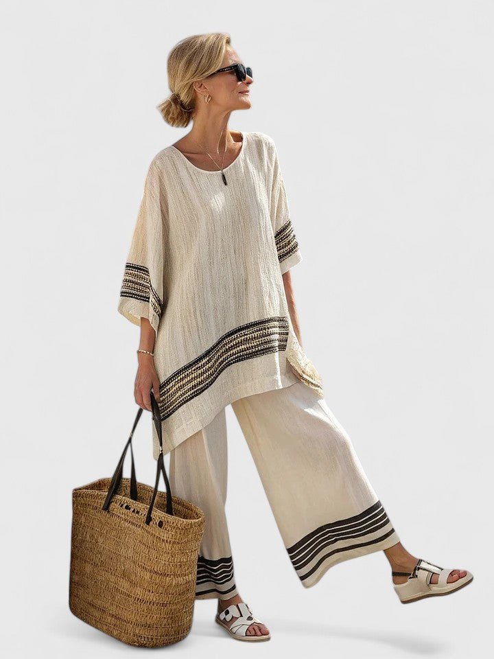 Striped Linen-Blend Wide-Leg Co-ord