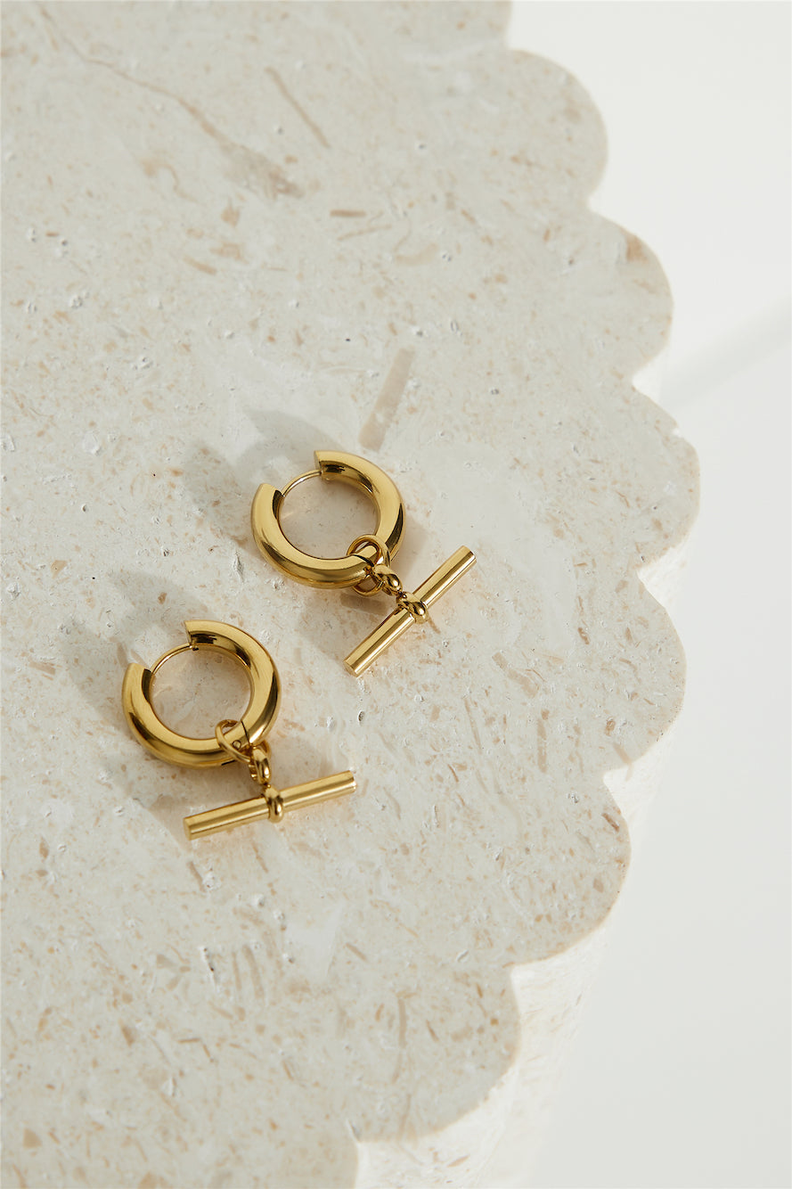 Women's Removable Bar Hoop Earrings — detail view