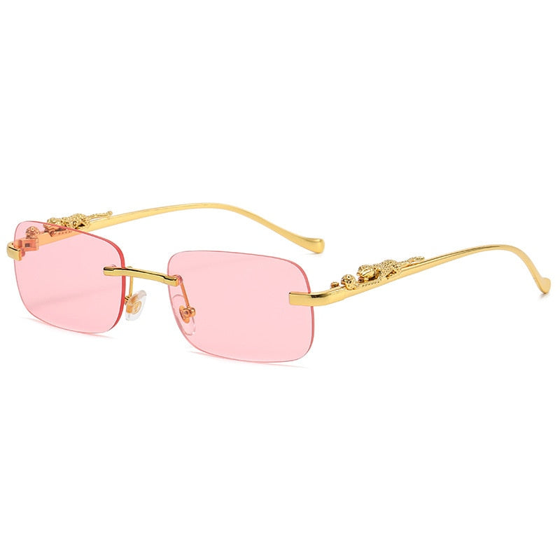Women's rimless rectangle sunglasses
