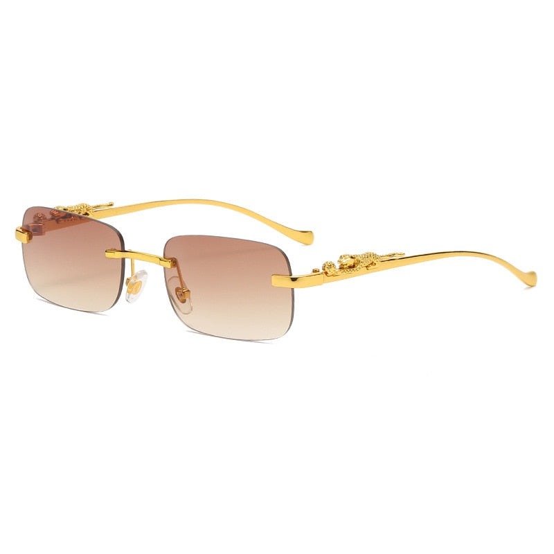 Women's rimless rectangle sunglasses