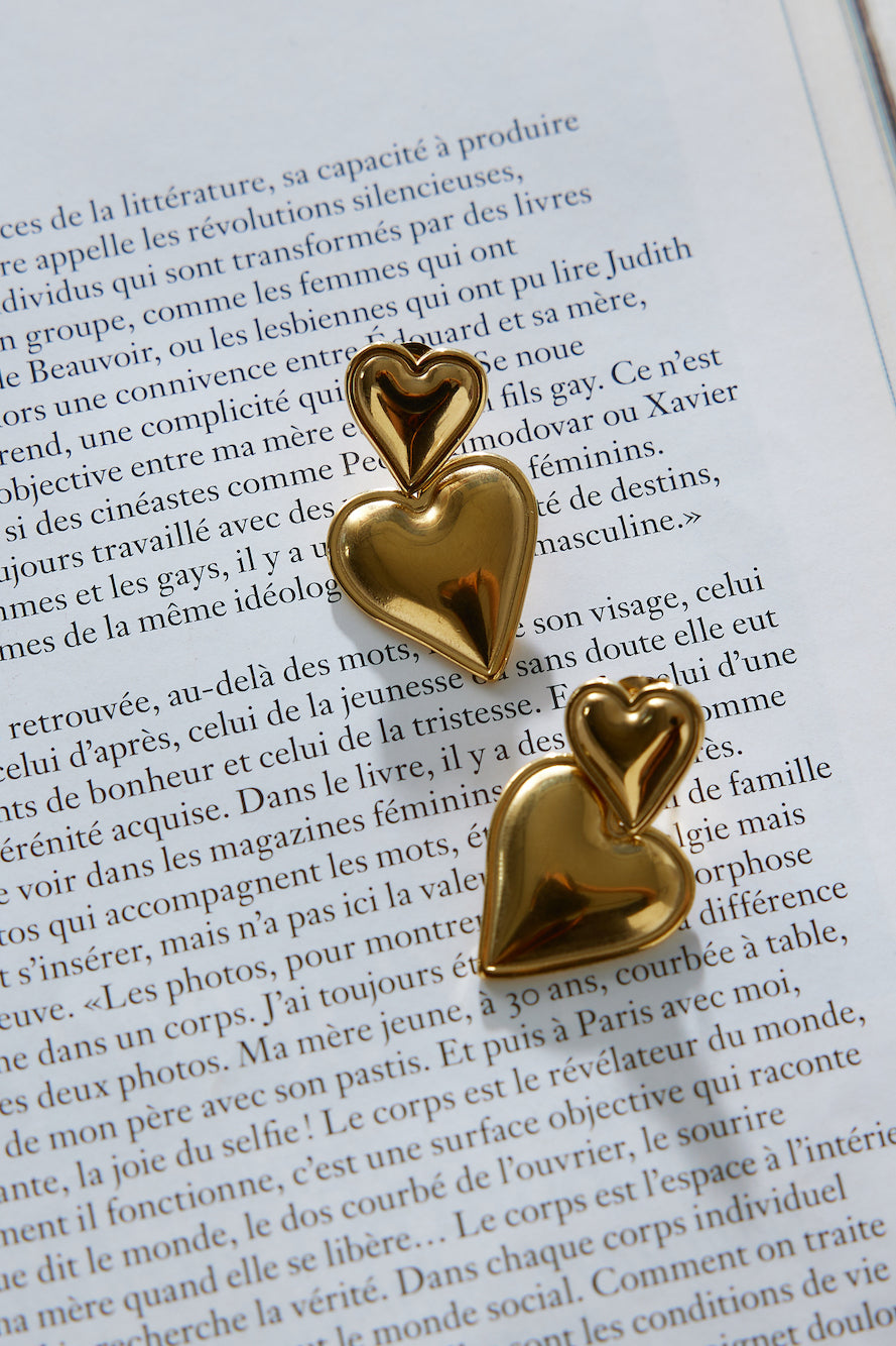 Women's Romantic Gold Stud Earrings — detail view