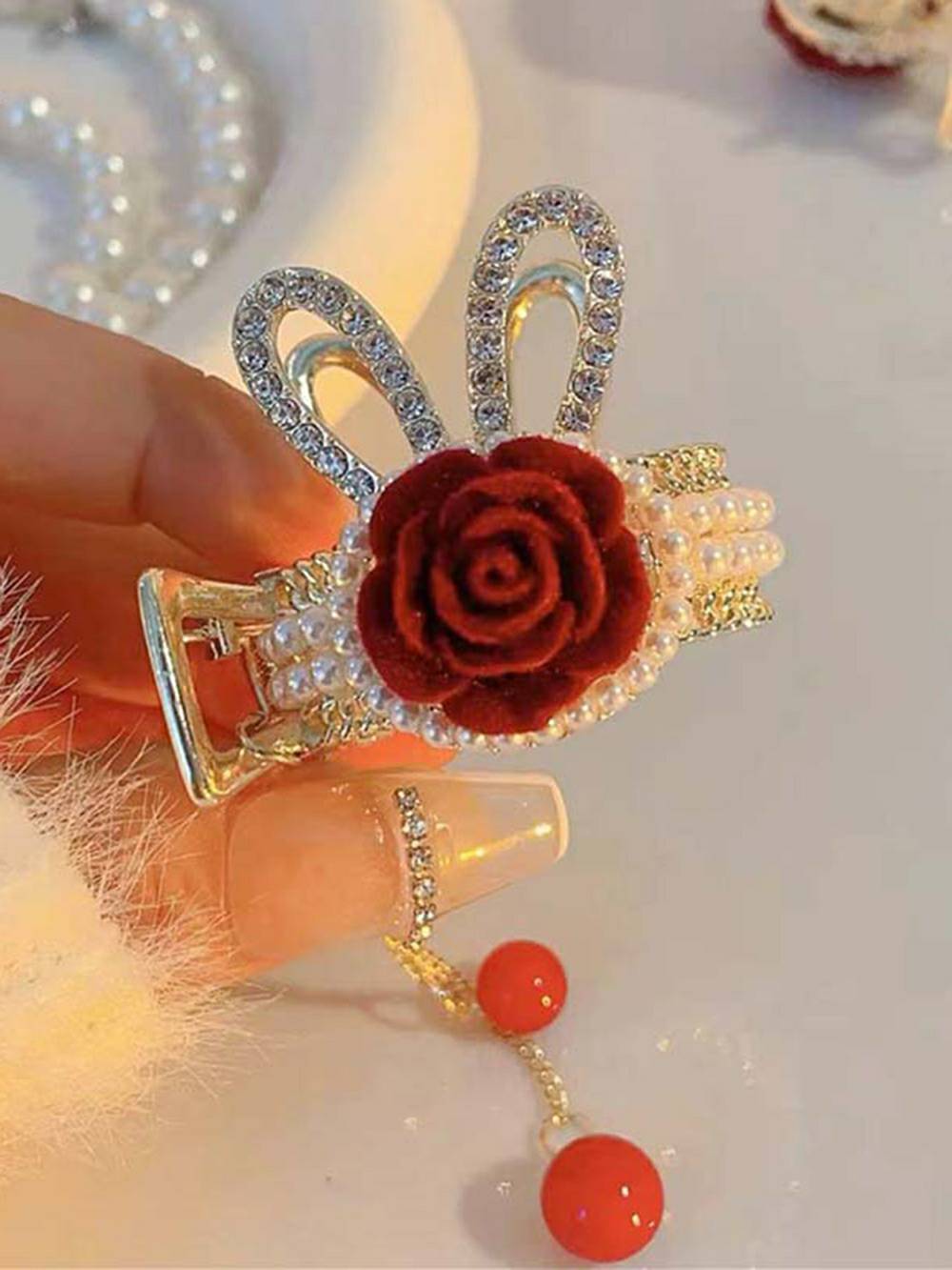 Women's Rose Hair Clip — alternate angle