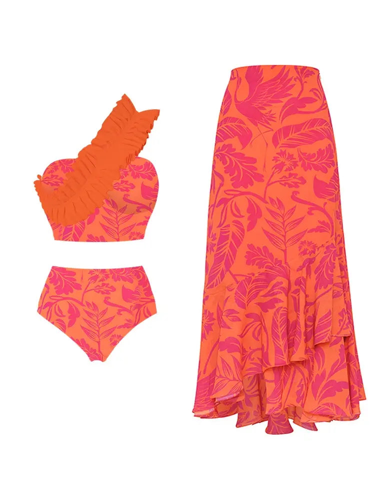 Women's ruched high waist bikini set