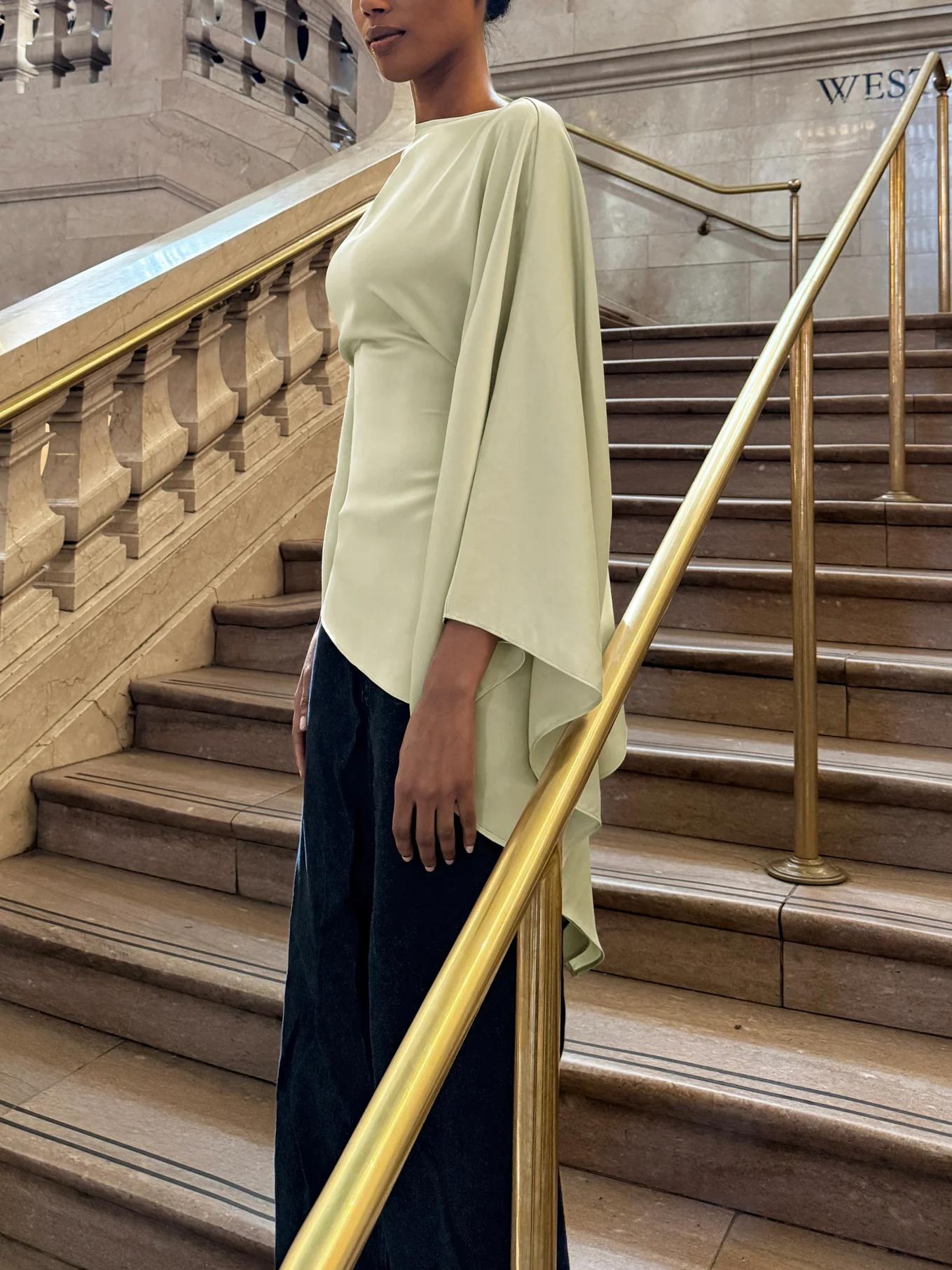 Women's Sage Asymmetrical Tie-Front Top — detail view