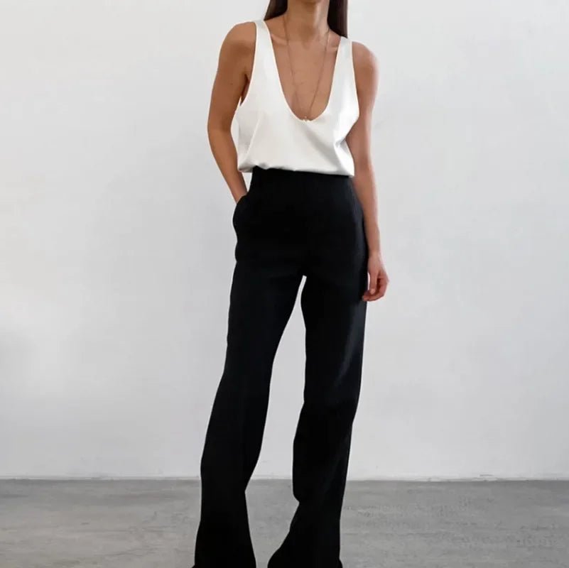 Satin Plunge U-Neck Tank Top