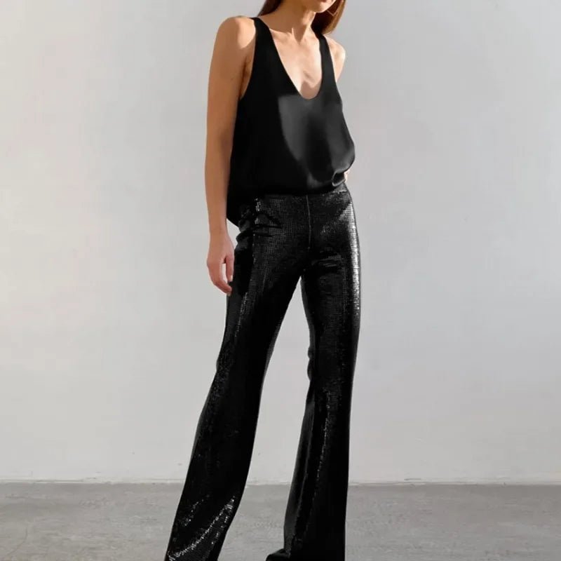 Satin Plunge U-Neck Tank Top