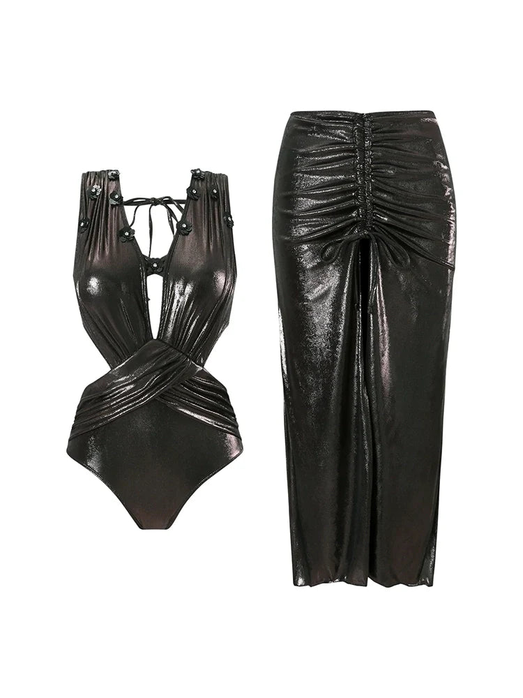 Women's Sequin Appliqué Cutout Swimsuit — additional view
