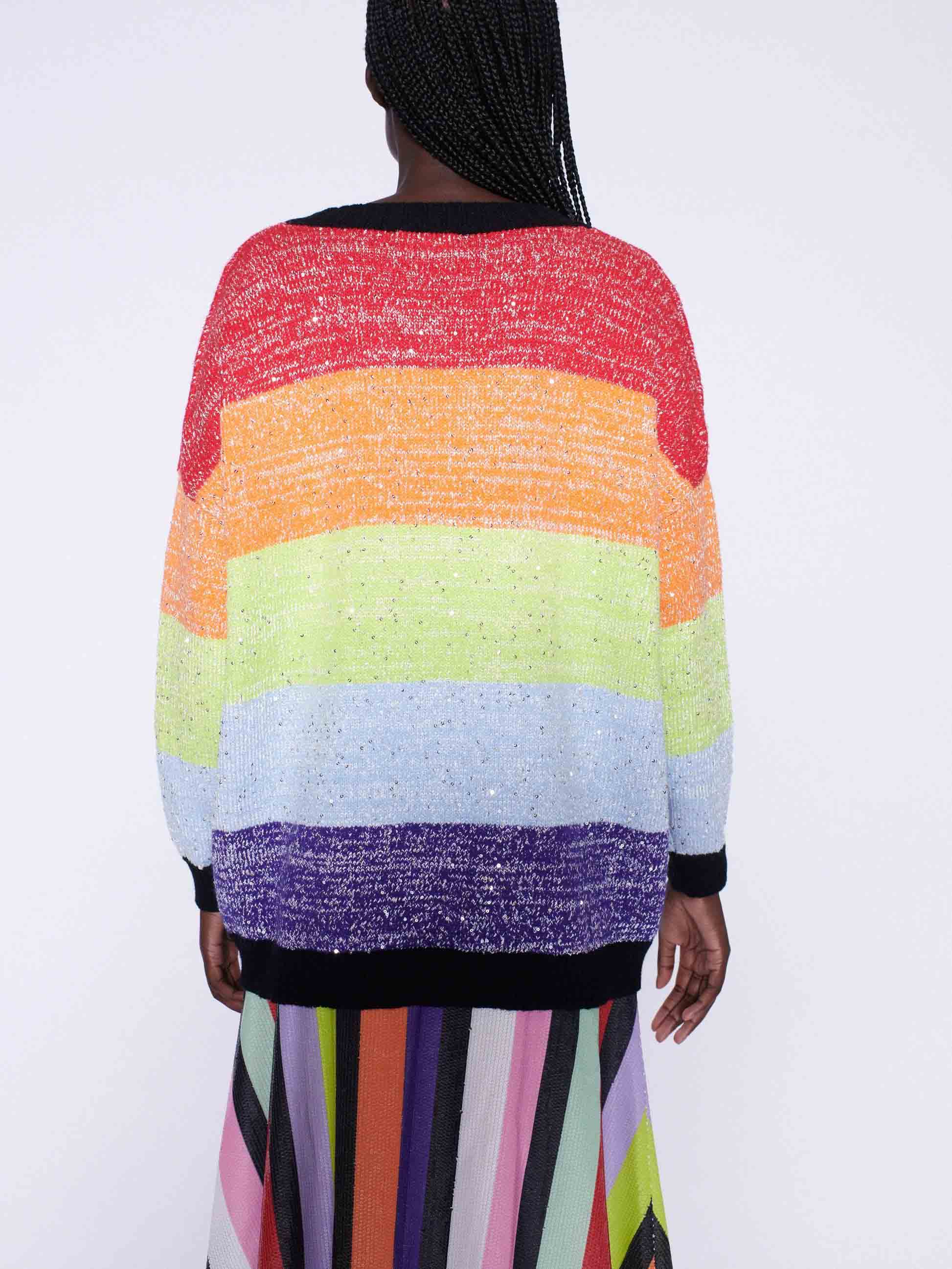 Women's sequin stripe cardigan and skirt set
