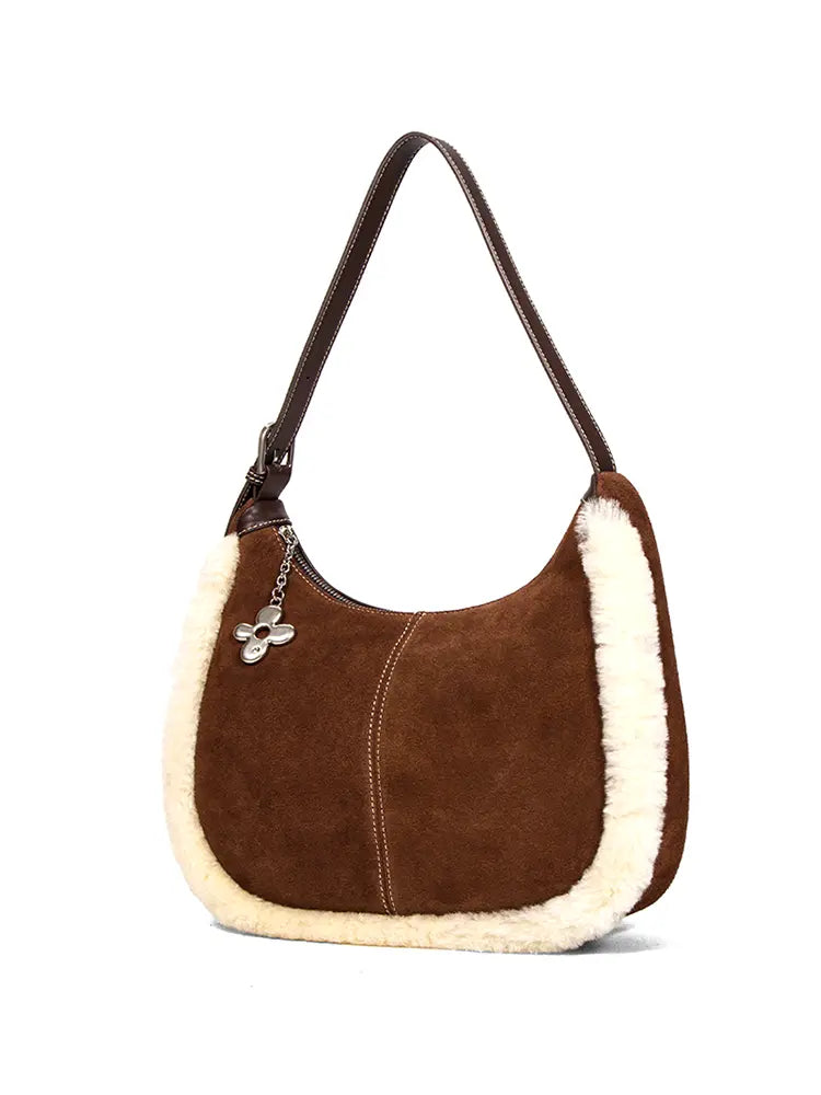 Women's Shearling Hobo Shoulder Bag