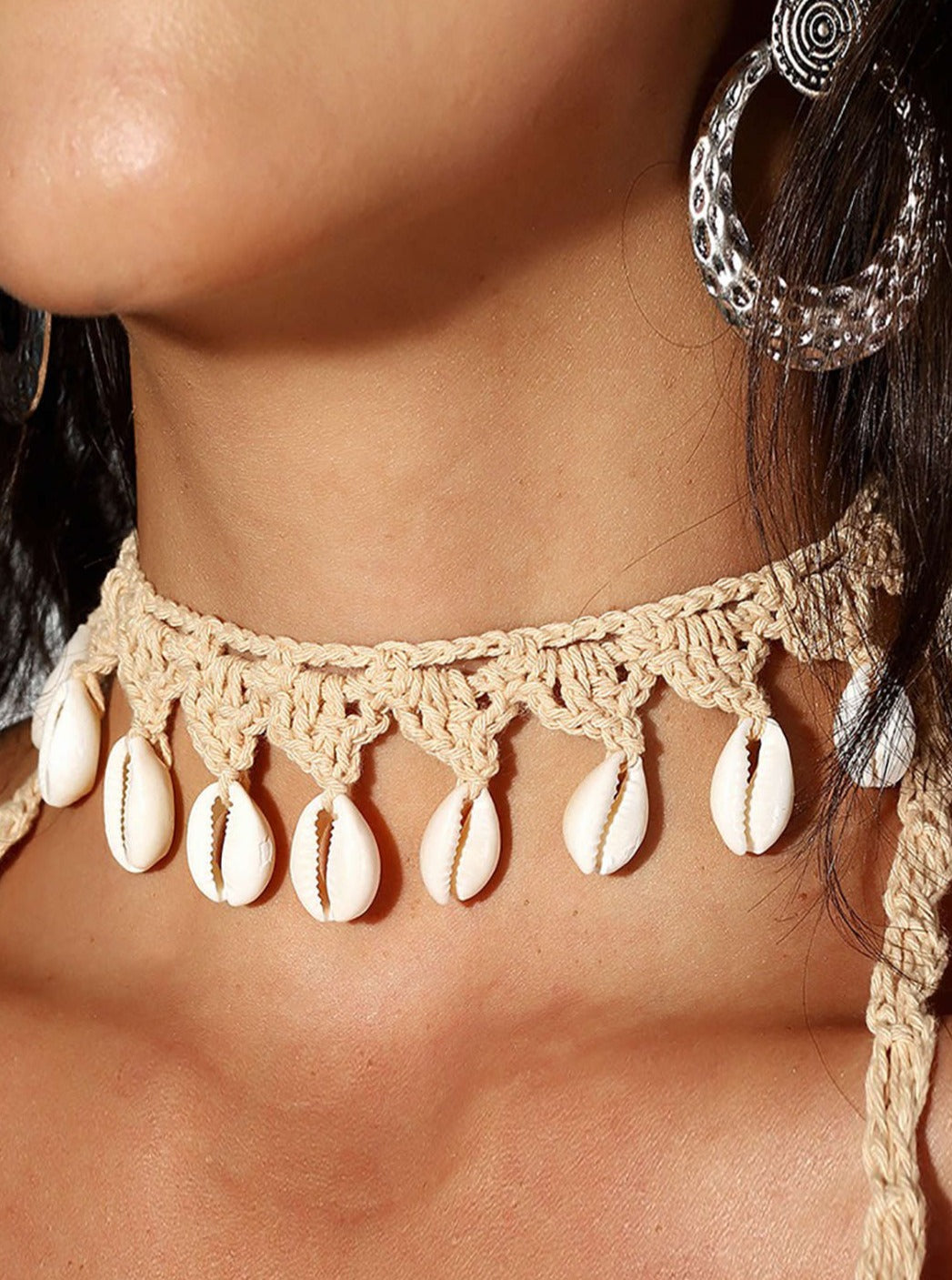 Women's Shell Crochet Choker Necklace