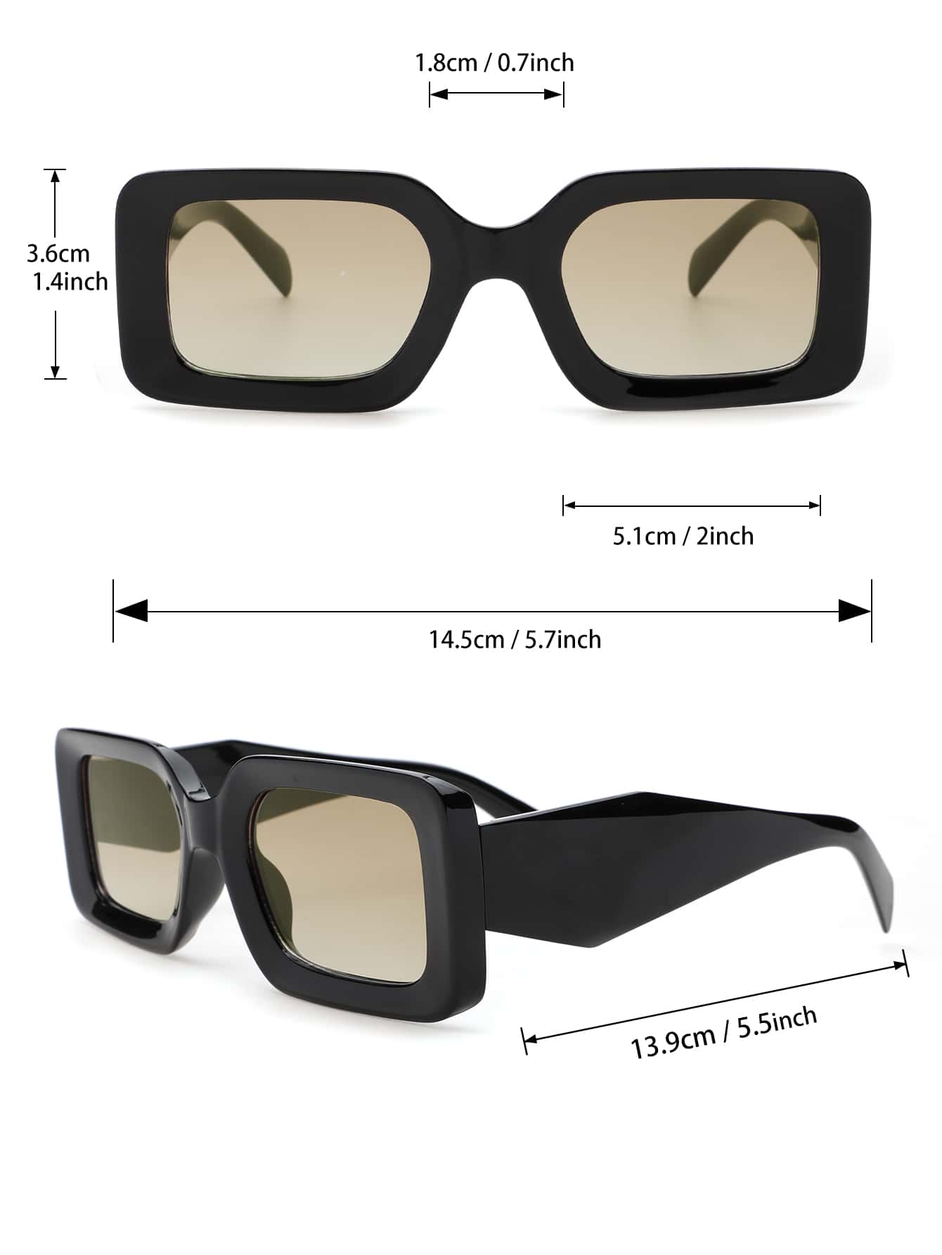 Women's square plastic-frame sunglasses