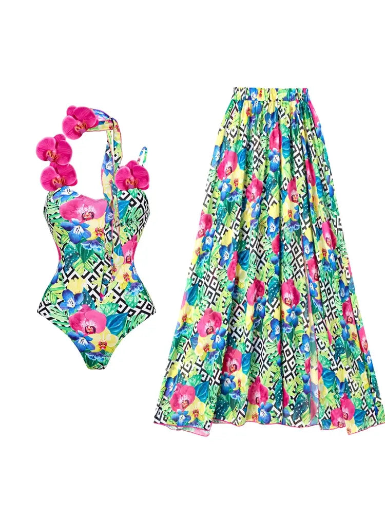 Women's strap detail swimsuit set