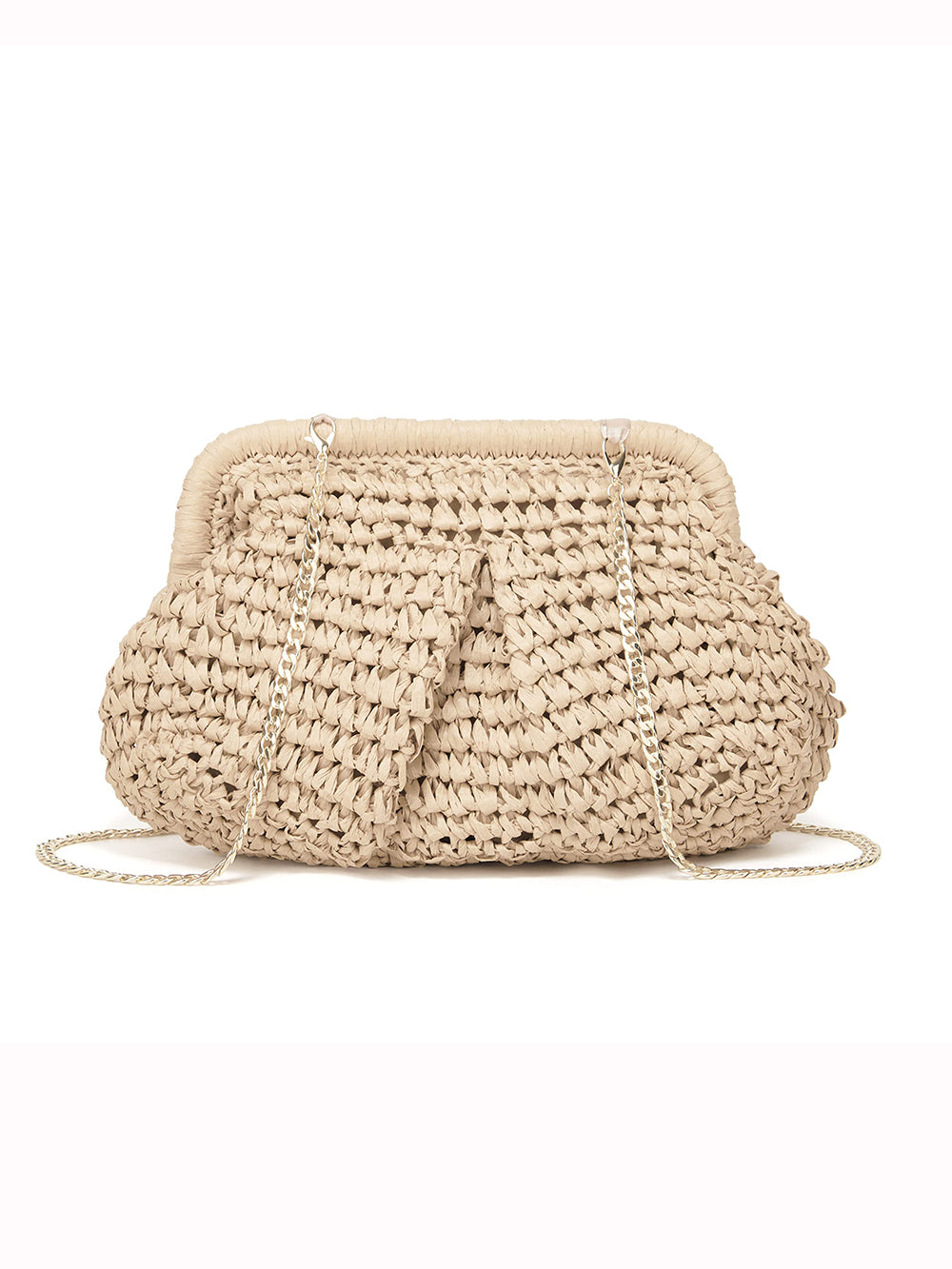 Women's straw crossbody clutch — weave detail