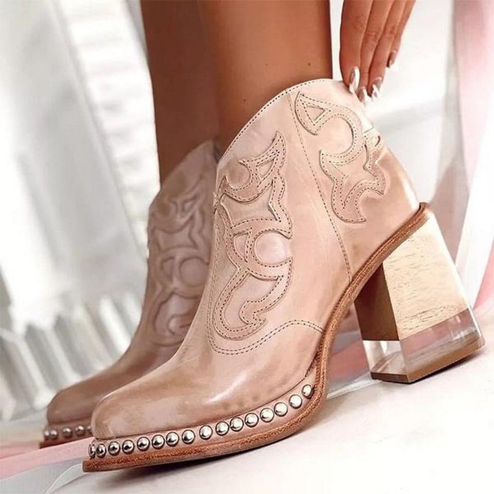 Studded Western Ankle Boots