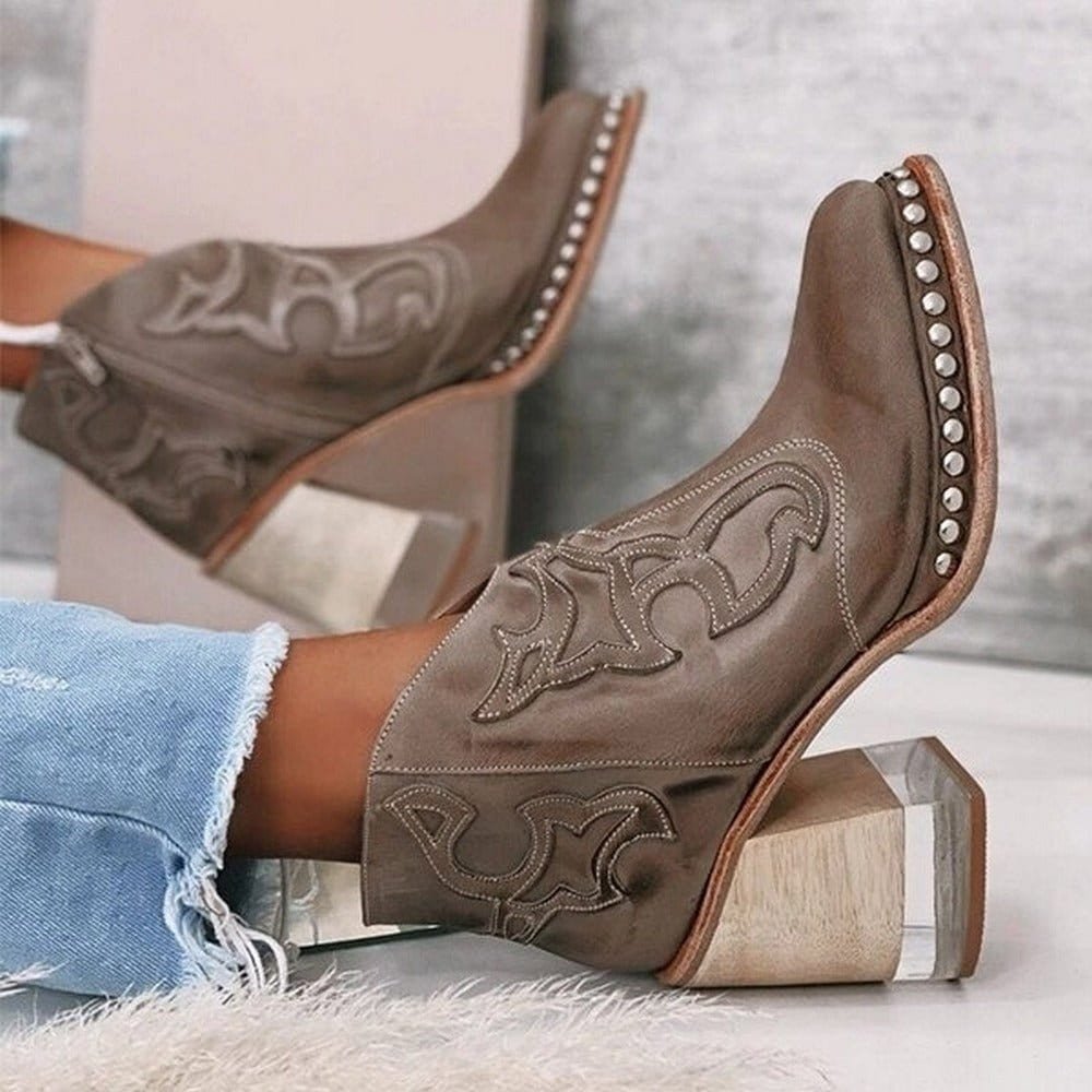 Studded Western Ankle Boots