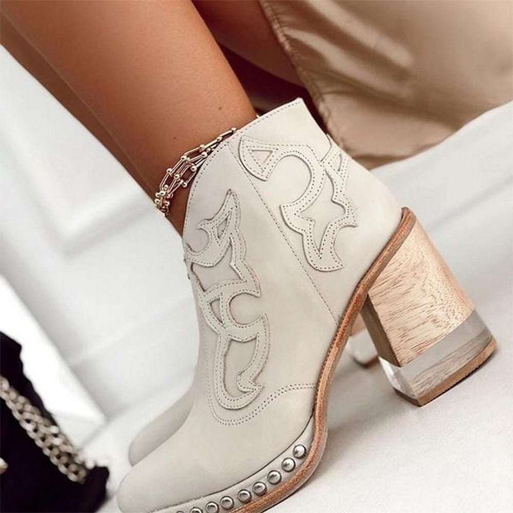 Studded Western Ankle Boots