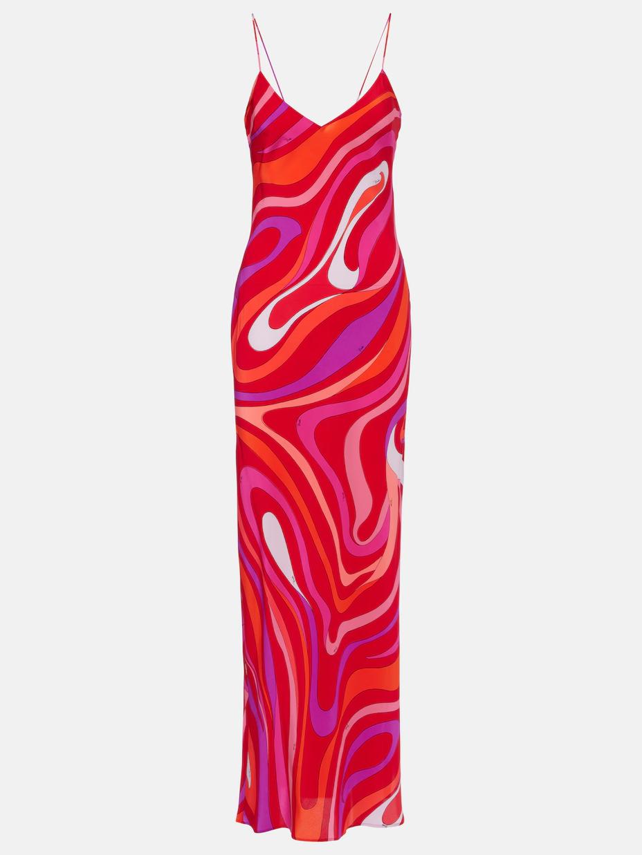 Women's multicolour swirl print sleeveless maxi dress — full length