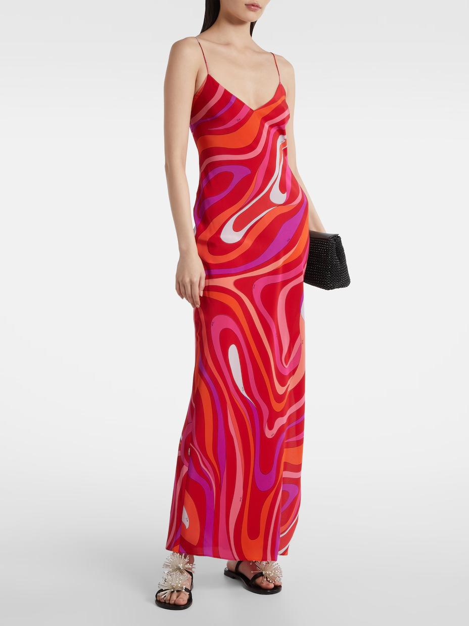 Women's multicolour swirl print sleeveless maxi dress — styled