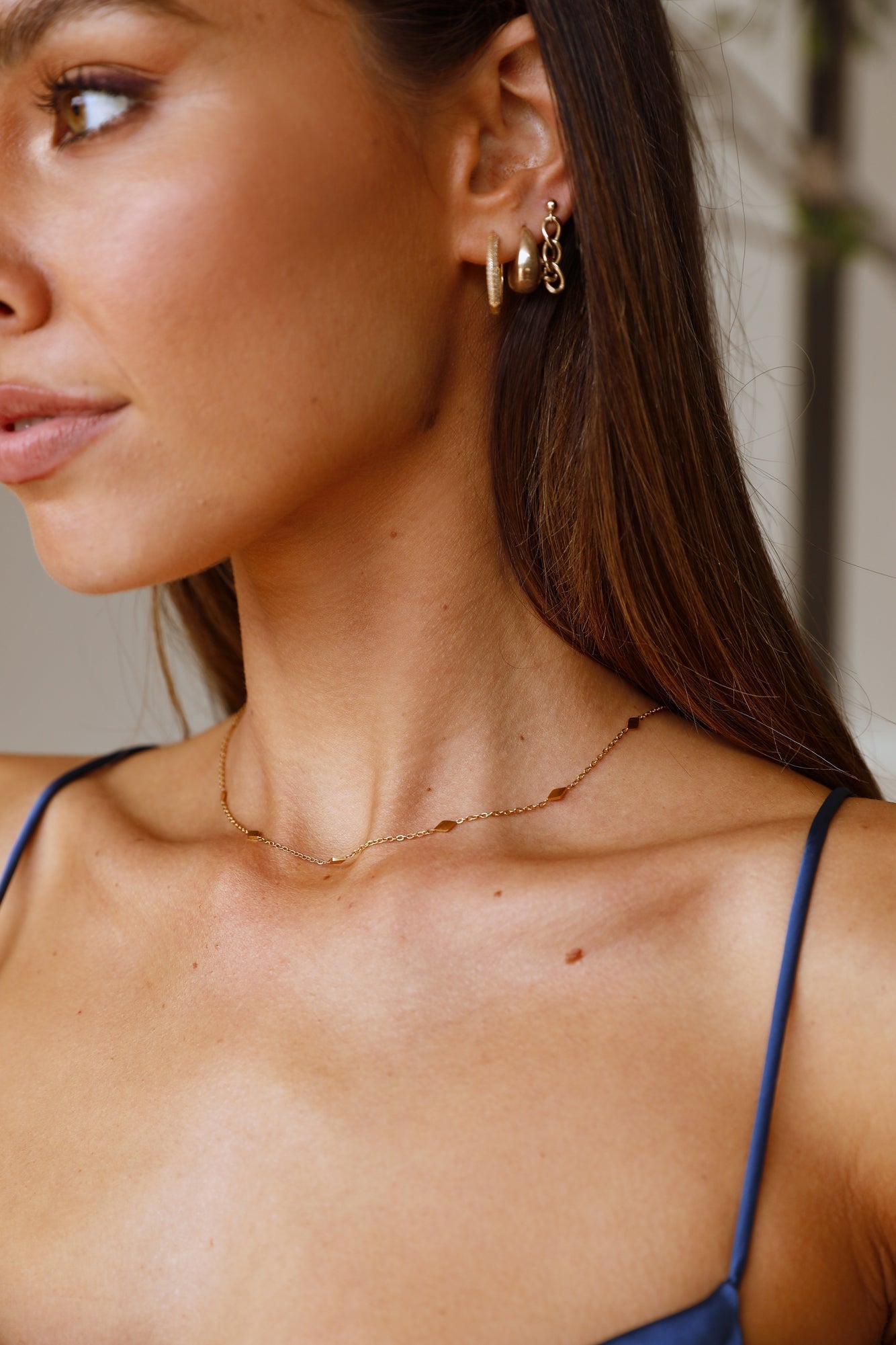 Women's Textured Gold Chain Necklace