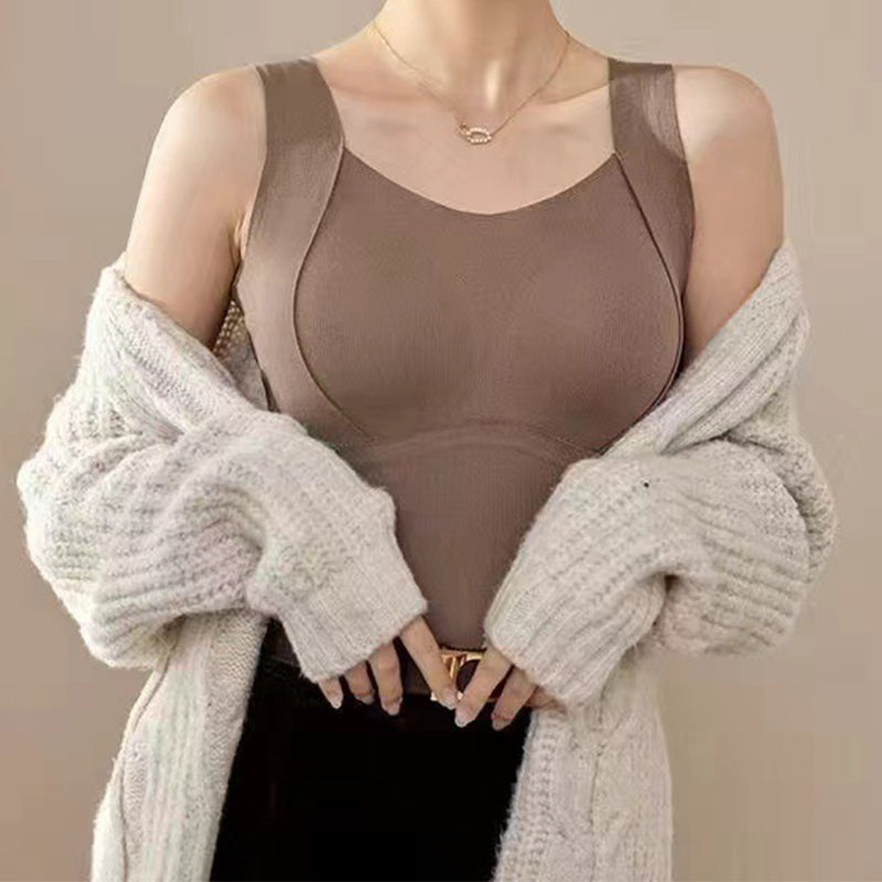 Women's thermal built-in bra tank top
