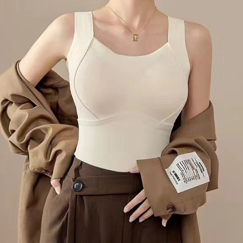 Women's thermal built-in bra tank top