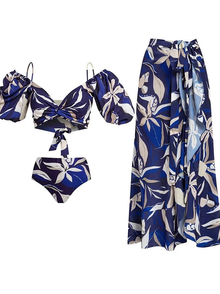 Women's tie back floral swimsuit set