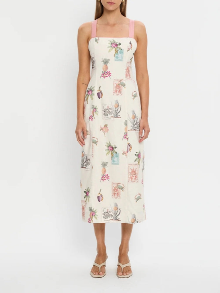 Women's multicoloured tie-waist tank midi dress