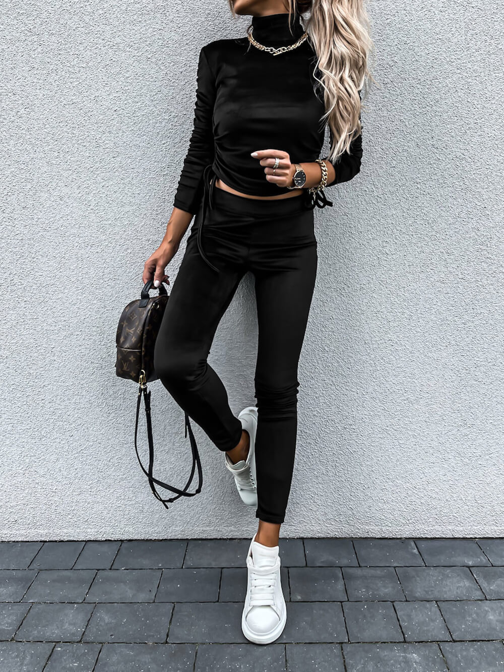 Women's Turtleneck Two-Piece Loungewear Set