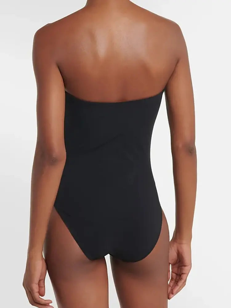 Women's V-neck colourblock swimsuit — back view