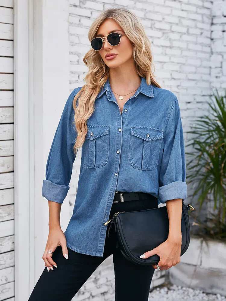 Women's Washed Denim Shirt