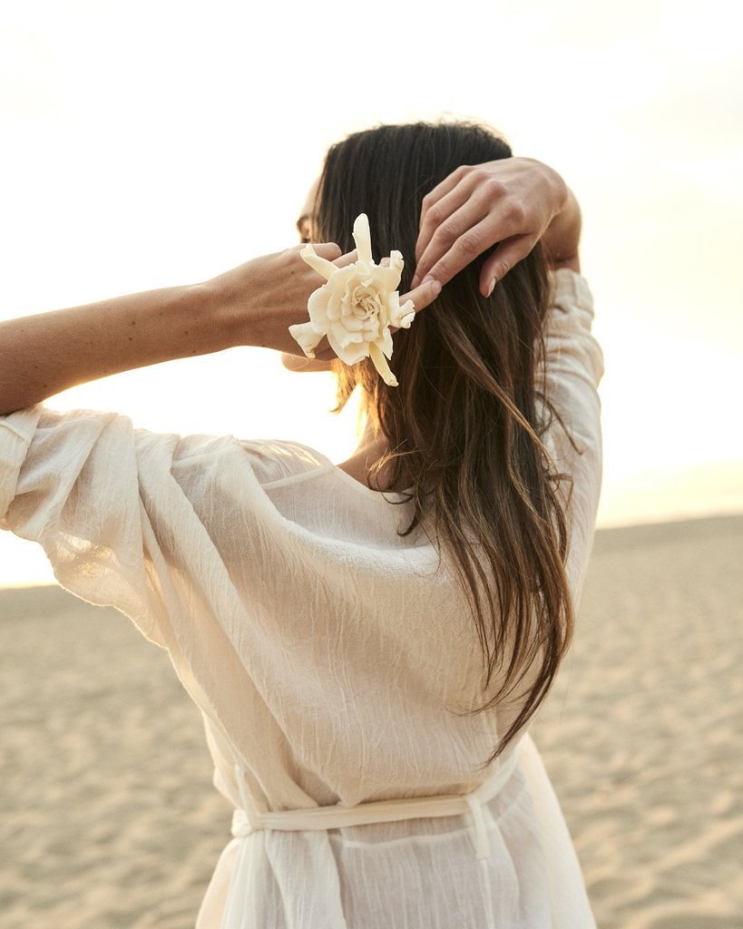 Women's White Tie-Waist V-Neck Beach Cover-Up